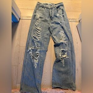 Pac Sun ripped baggy light wash jeans